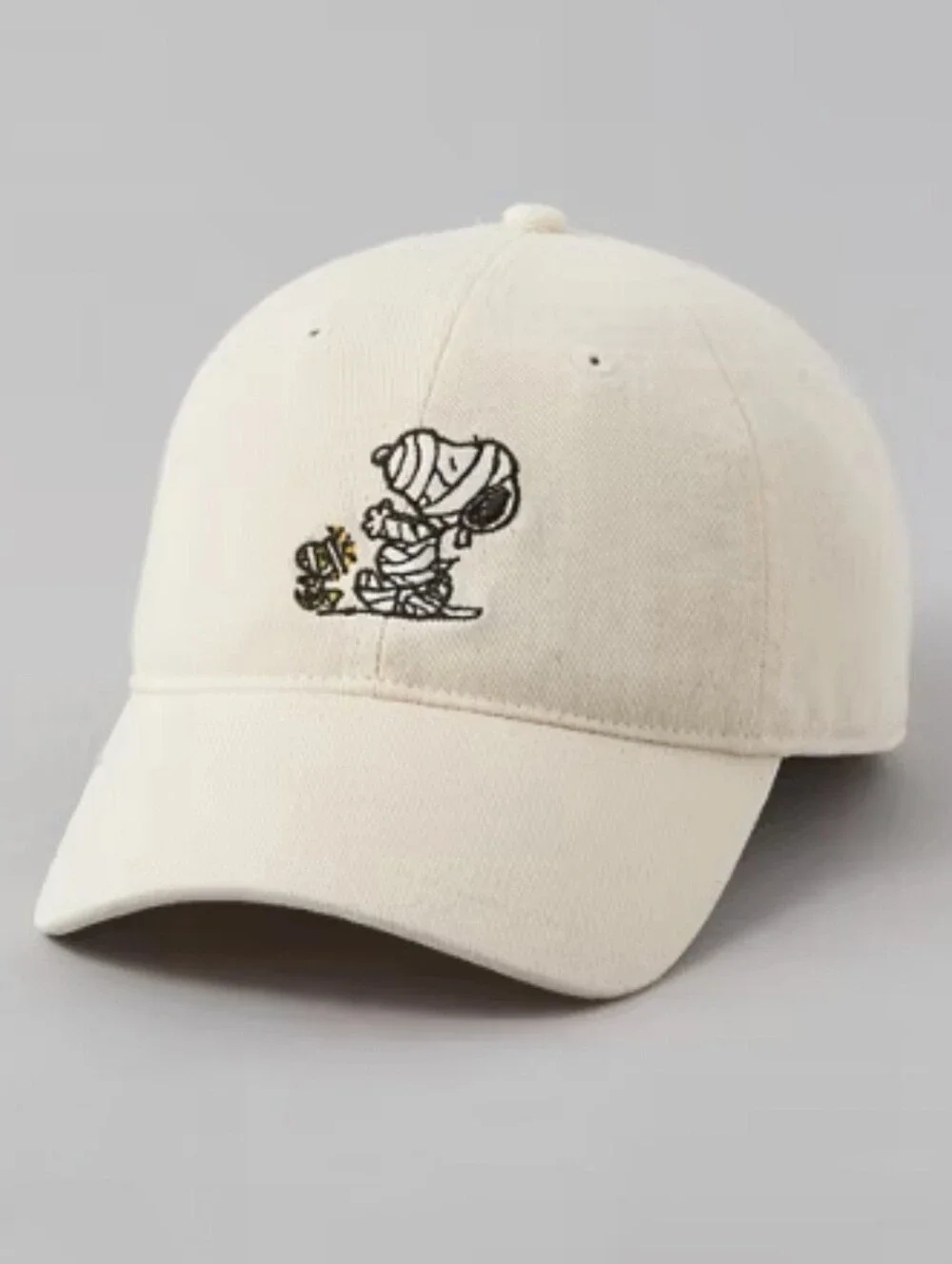 American Eagle x Peanuts Snoopy Skeleton Embroidered Baseball Cap Cream Hat